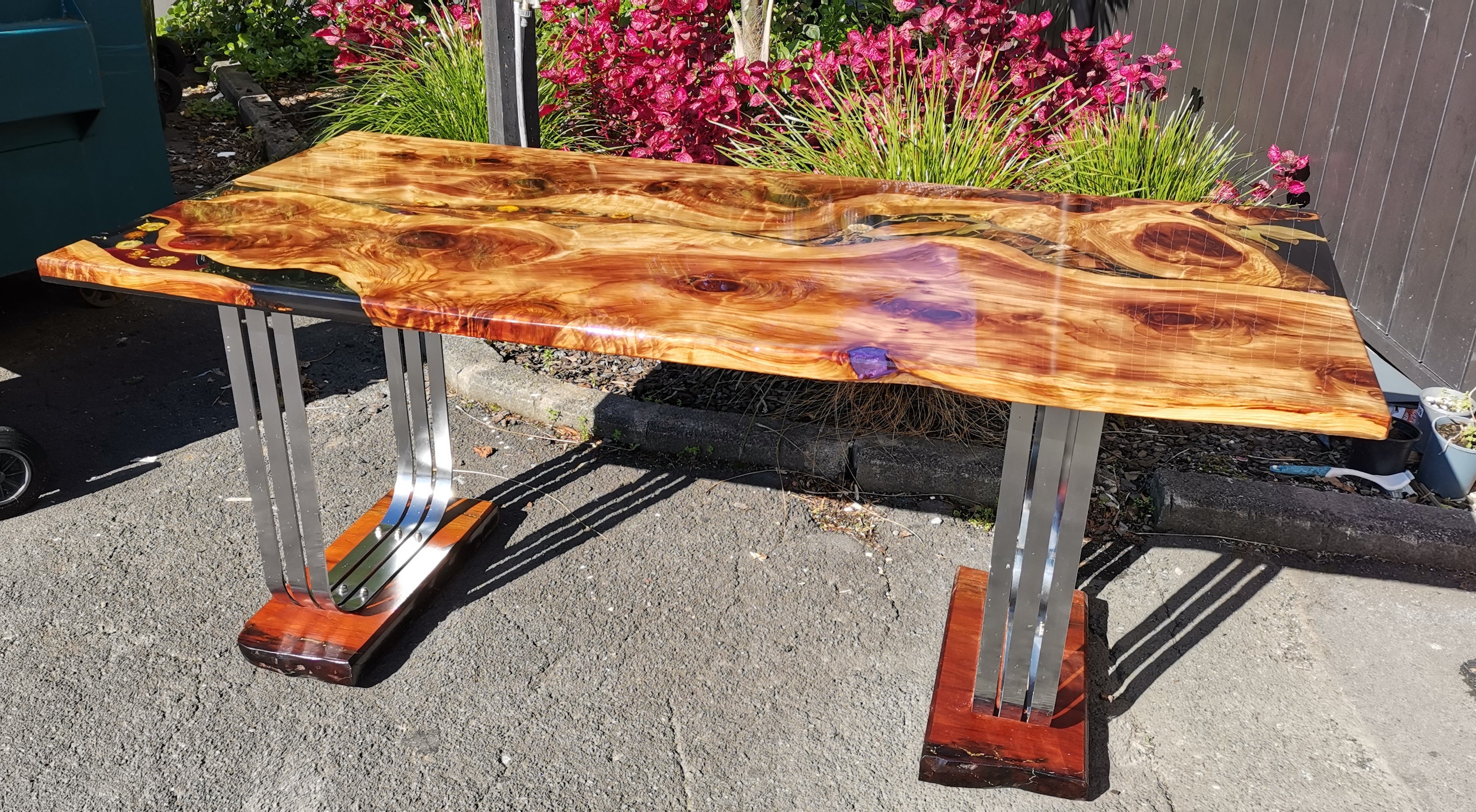 Japanese cedar epoxy table