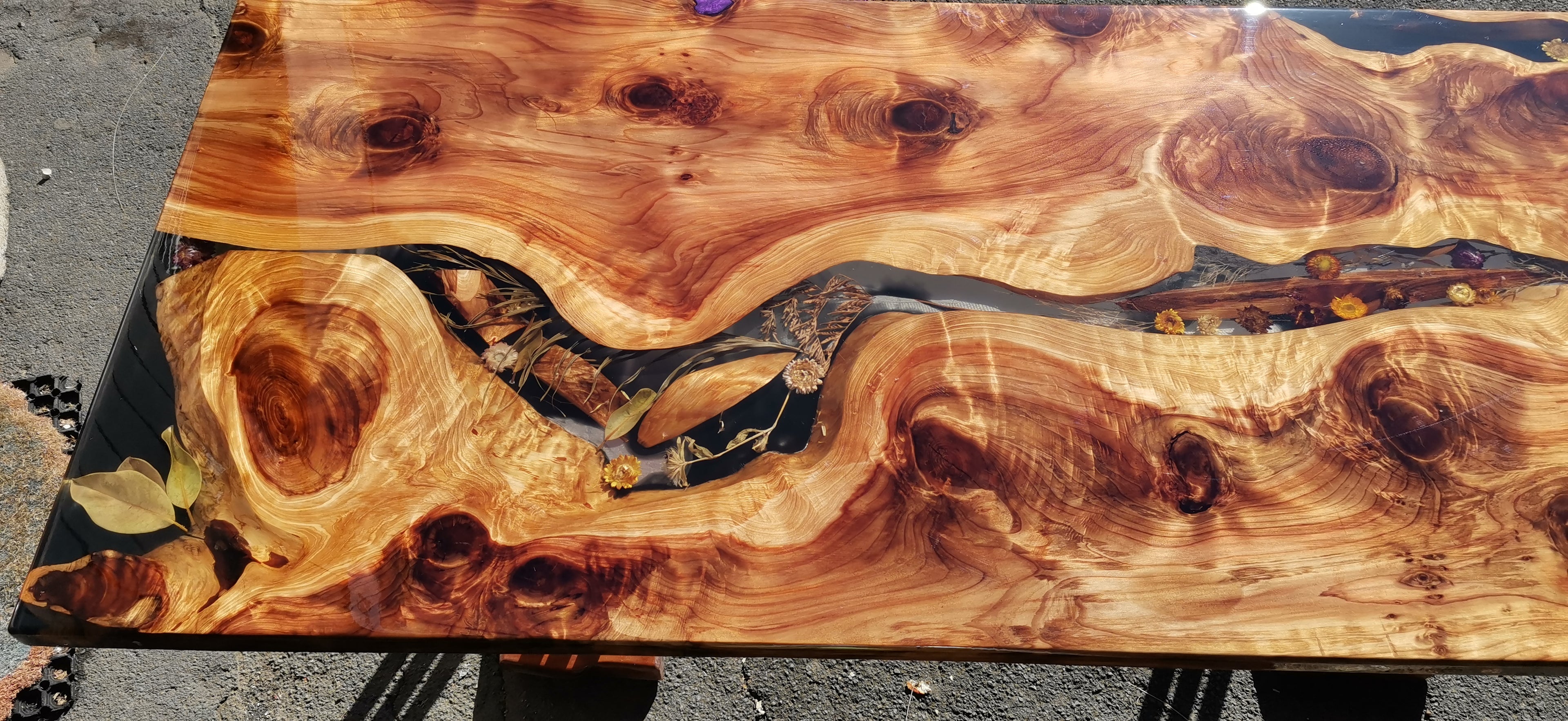 Japanese cedar epoxy table