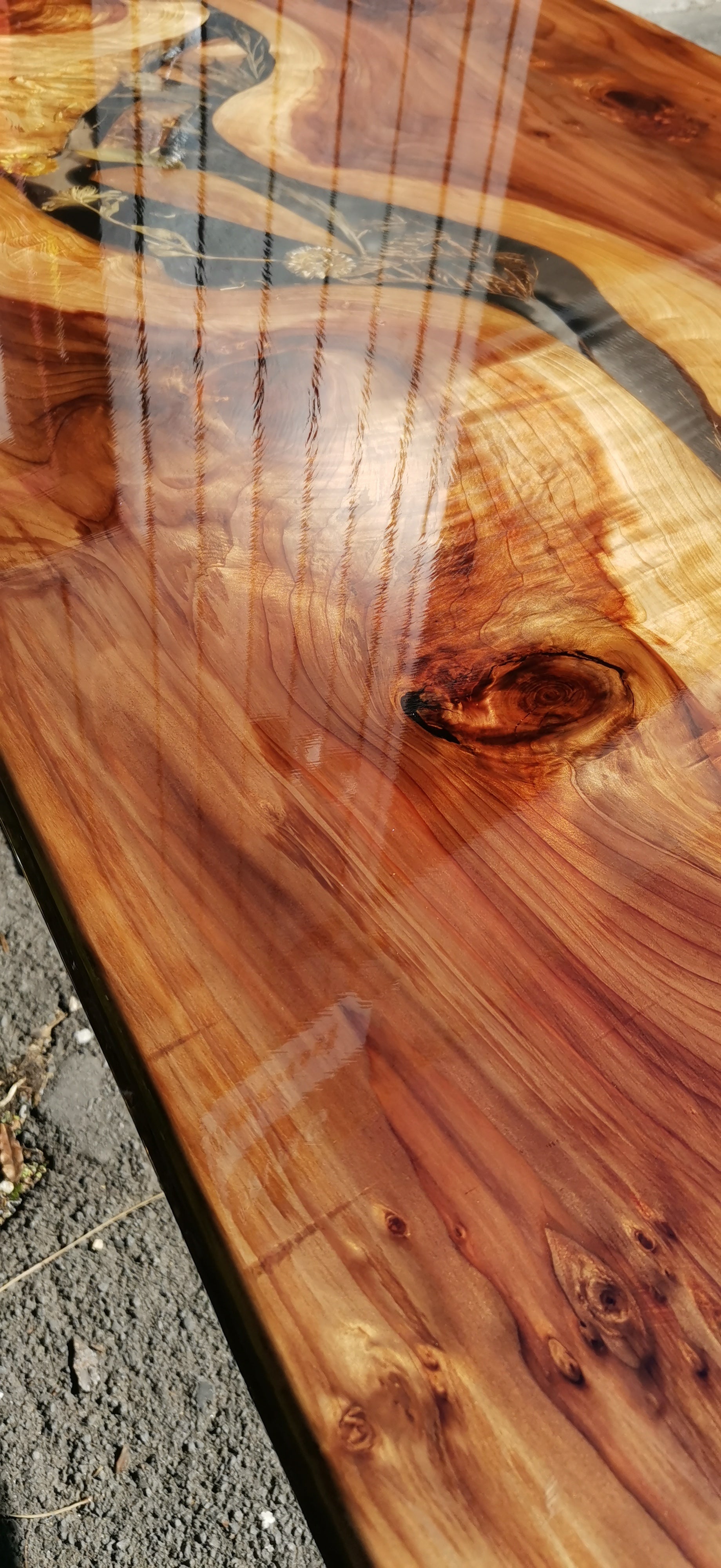 Japanese cedar epoxy table