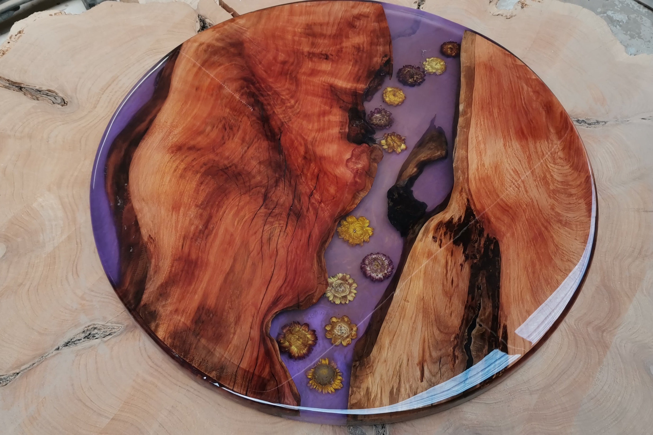 Round Epoxy Table purple
