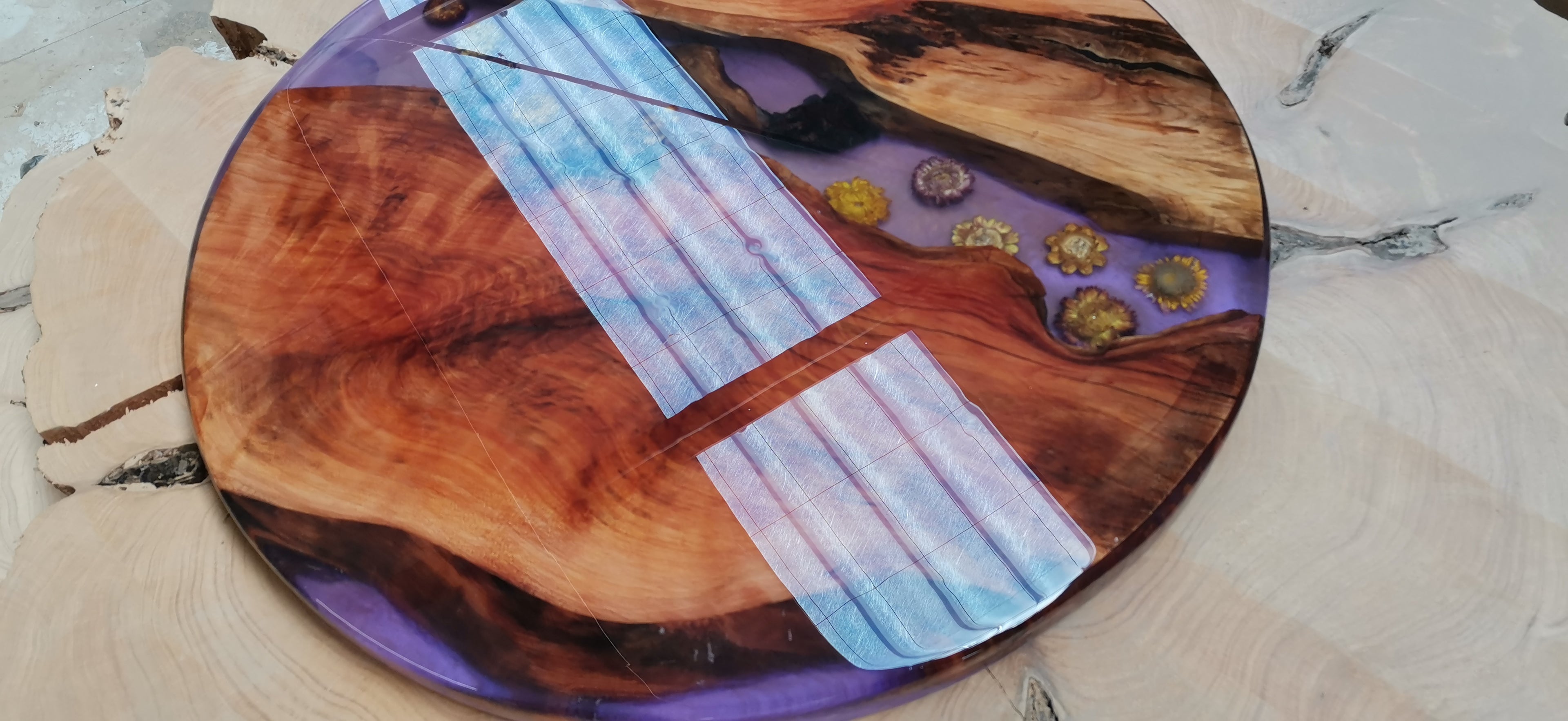 Round Epoxy Table purple